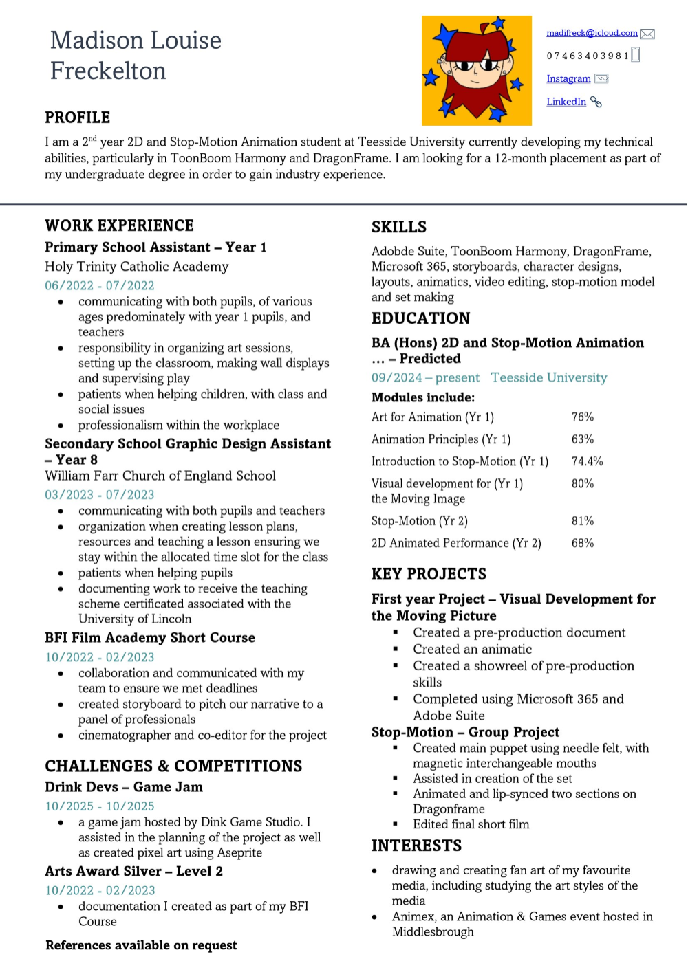 Madi Freck CV preview