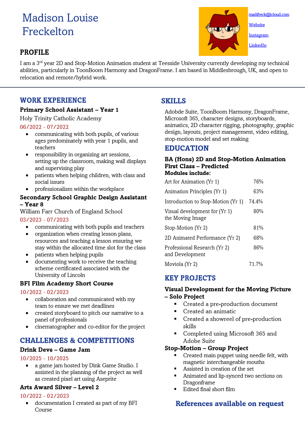 Madi Freck CV preview